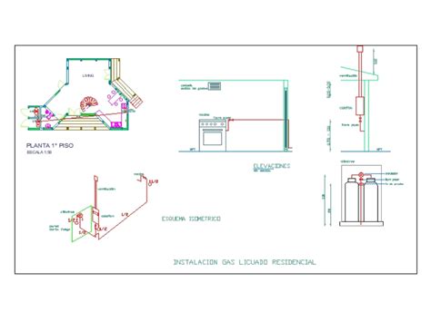 Instalación de gas en vivienda en AutoCAD CAD KB Bibliocad