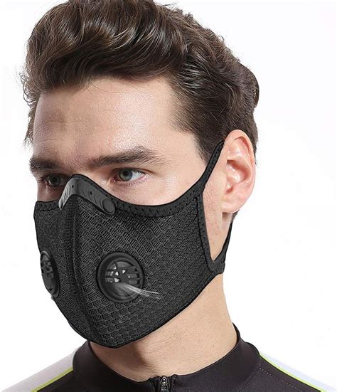 Guoo Dust Masks Veil Reusable Carbon Activated Filters Black Cloth Face