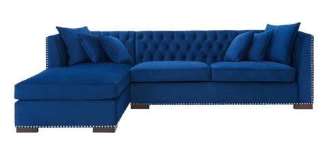 Royal Blue Velvet Chesterfield Corner Sofa Chic Concept