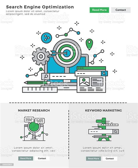 Modern Flat Line Design Concept Of Online Marketing Stock Illustration