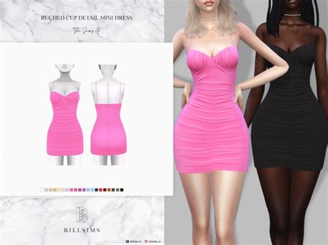 Ruched Cup Detail Mini Dress By Bill Sims At Tsr Sims 4 Updates