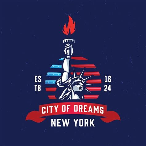 Premium Vector New York Liberty Statue Logo Badge Design