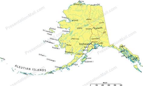 Alaska Map Major Cities Roads Railroads Waterways Digital Vector