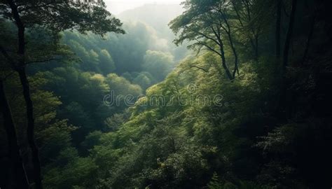 Tranquil Forest Path Leads To Mountain Peak Generated By Ai Stock Image