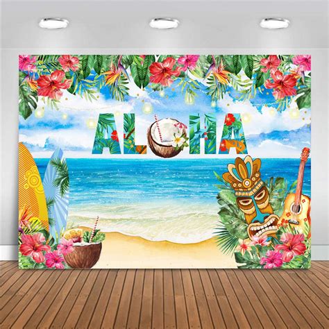 Summer Aloha Luau Backdrop For Event Party Tropical Hawaiian Beach Pho
