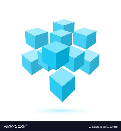 Blue Cube Icon Logo Template Royalty Free Vector Image