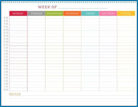 √ Free Printable Weekly Timetable Template