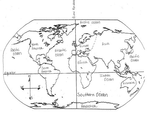 Printable Map Of Continents And Oceans