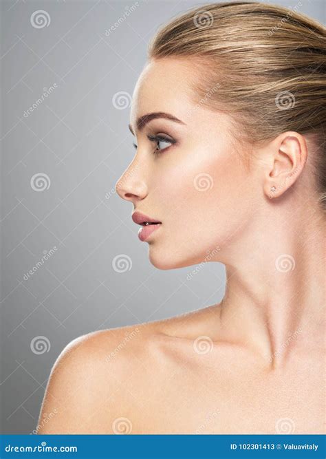 Profile Face Of Young Woman Skin Care Treatment Stock Image Image