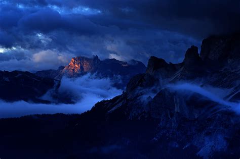 Mountain Alps During Night Photography Wallpaper Photos