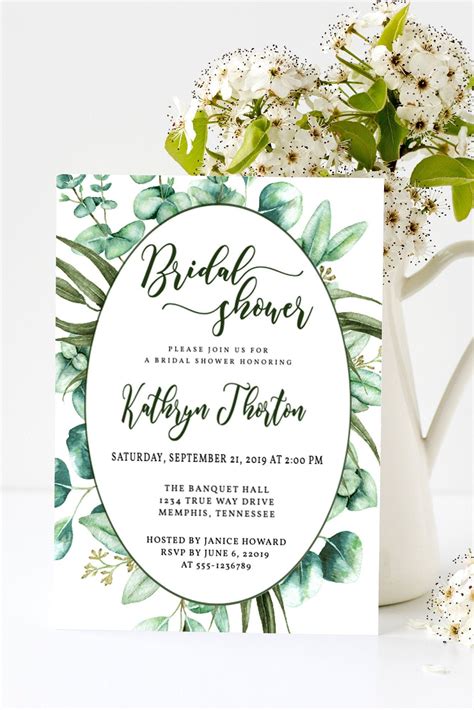 Eucalyptus Bridal Shower Invitation-Eucalyptus Bridal Shower Invite-Eucalyptus Invite-Hen Party ...