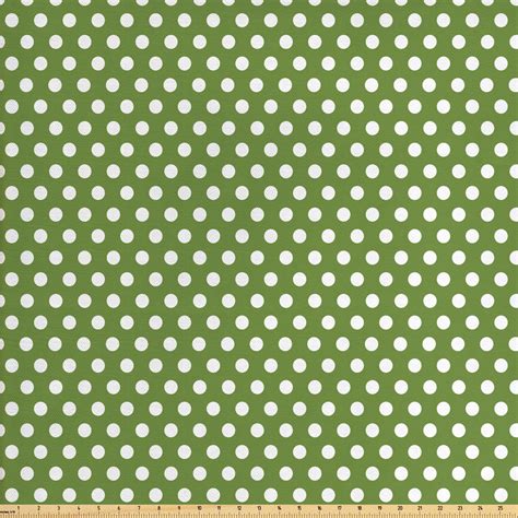 Green Fabric By The Yard White Polka Dots On Green Backdrop Classic