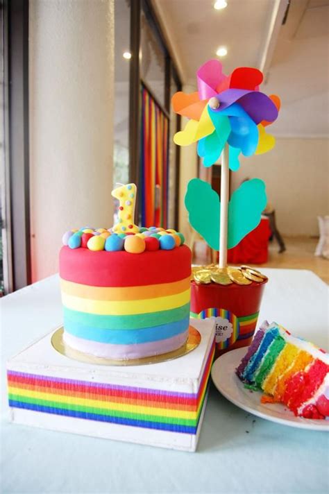 Rainbow Themed 1st Birthday Party Karas Party Ideas Rainbow