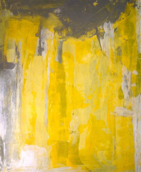 Acrylic Abstract Art Painting Grey Yellow And White