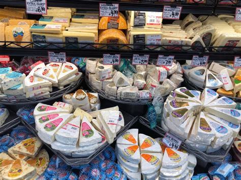Variety Of Cheeses For Sale In A Supermarket Editorial Photography