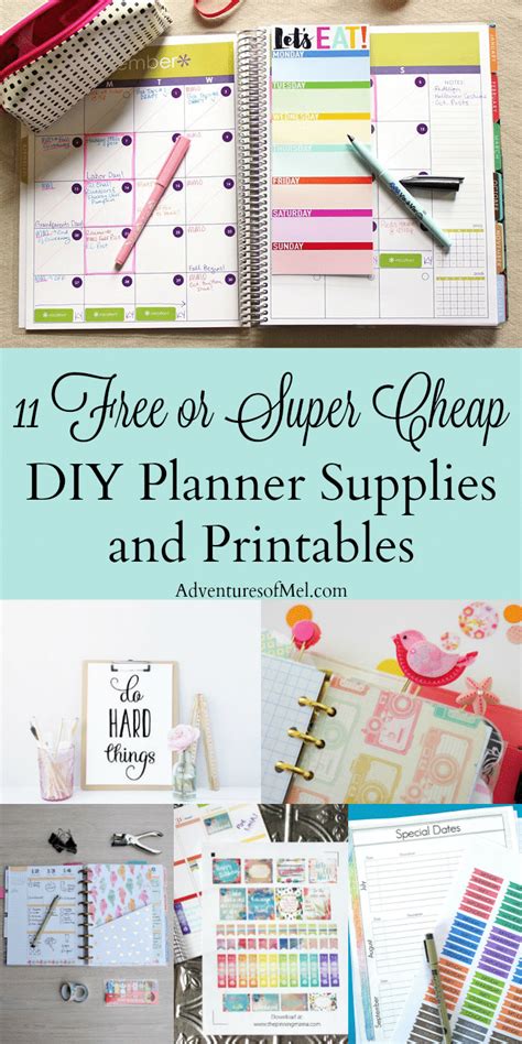 Printable planner pages for your diy planner. 11 Free or Super Cheap DIY Planner Supplies and Printables