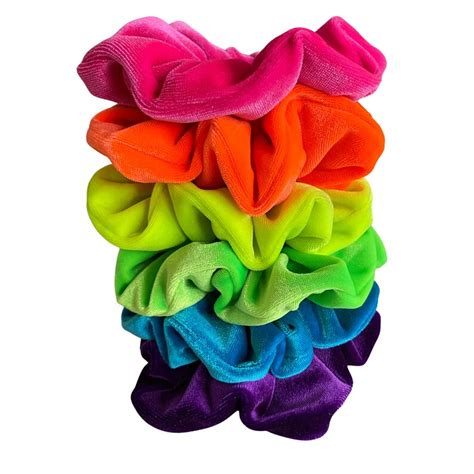 Neon Velvet Hair Scrunchies Set Of 3 Neons Etsy