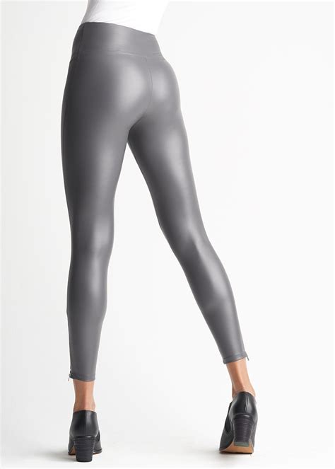 Faux Leather Shaping Legging With Side Zip Yummie