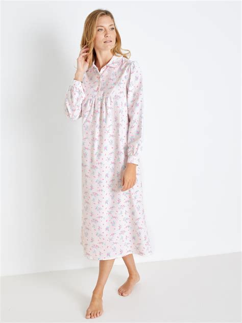 lingerie de nuit femme lingerelle chemise de nuit en flanelle imprimé rose moteurportedegarage