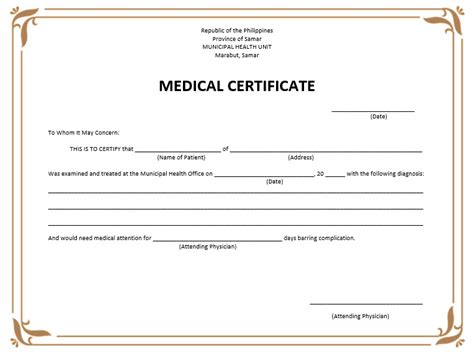 State issued medical card if your ga. 8 Free Sample Medical Certificate Templates - Printable Samples