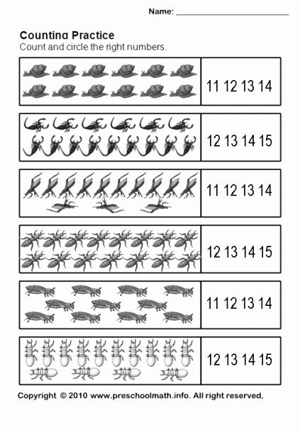 Worksheets Counting To 15