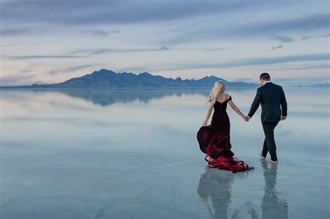 Bonneville Salt Flats Formal Couples Engagement Session In Utah