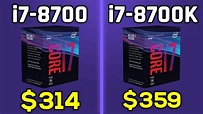 i7-8700 vs i7-8700K - Comparison w/ GTX 1080 - YouTube