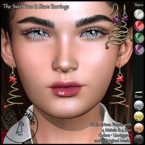 Second Life Marketplace Dm The Swirl Tree And Stars Earrings