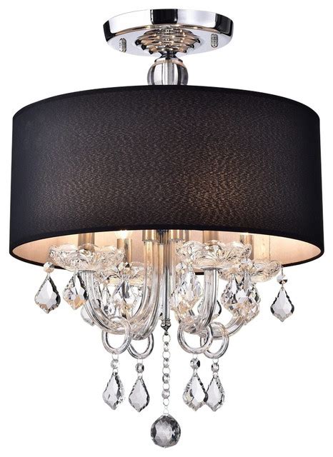 These precious boxes of thick crystal pendeloques and gems cast. Astraeus 4-Light Semi-Flush Drum Chandelier, Black - Flush ...