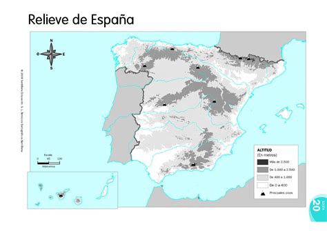 Mapa Mudo Relieve De Espac3b1a El Blog Del Profesor Paco