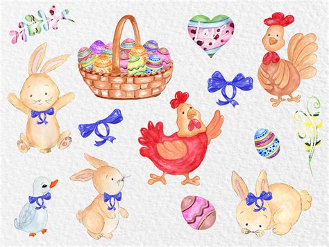 Watercolor Easter Clipart 56366 Illustrations Design Bundles