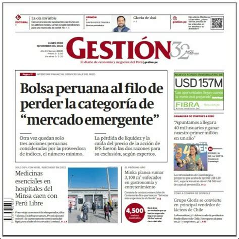Newspaper Diario Gestión Peru Newspapers In Peru Tuesdays Edition