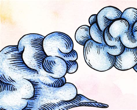 Hand drawn Vintage Clouds Clip Art PNG Colored Pencils Line | Etsy
