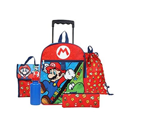 New Super Mario Rolling Backpack With 5 Pcs Set Rolling Backpack Shop
