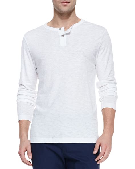 Lyst Theory Long Sleeve Two Button Henley Shirt In White For Men