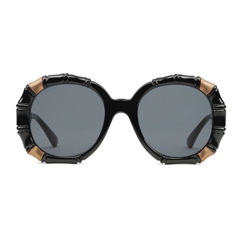 gucci bamboo effect round sunglasses black gucci eyewear avvenice