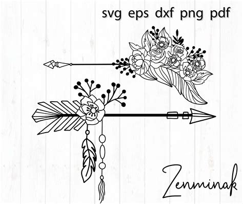 Boho Floral Arrow For Wedding Svg Files For Cricut Tribal Etsy