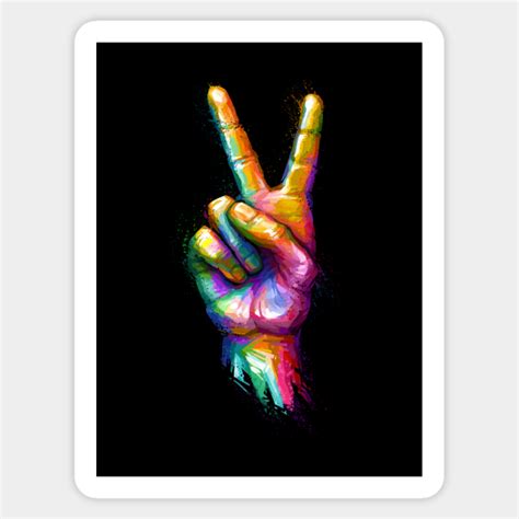 V Sign Hand Gesture For Peace Or Victory Peace Pegatina TeePublic MX