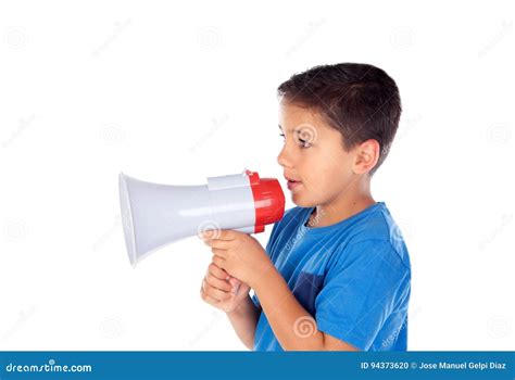Child Shouting Through A Megaphone Stock Photo Image Of Joyful