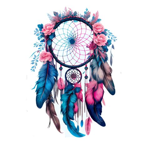 Watercolor Dream Catcher In Blue And Pink Dreamcatcher Dream Catcher