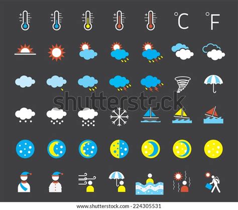 Icons Set Weather Symbols Stock Vector Royalty Free 224305531