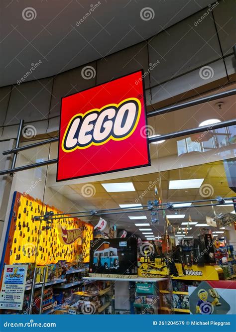 Lego Brand Logo And Sign On Flagship Store Imagination Center Shop