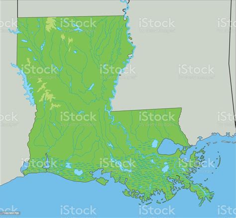 High Detailed Louisiana Physical Map Stock Illustration Download