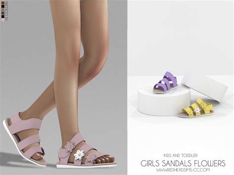 Girls Sandals Flower From Red Head Sims • Sims 4 Downloads