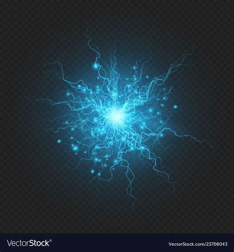 Realistic Powerful Electrical Discharge Lightning Vector Image