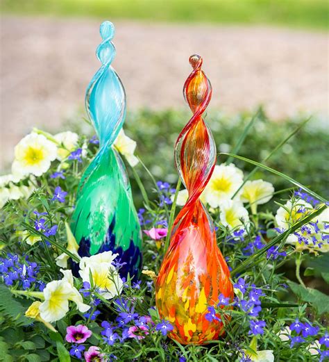 Glass And Ceramic Plant Self Watering Globes Set Of 2 Wind And Weather