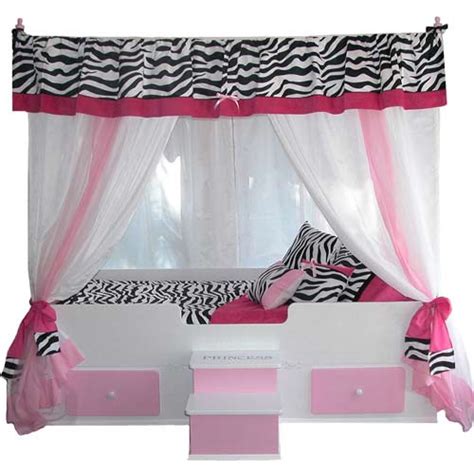 Making bed canopy for girls with less budget. Princess Canopy Bed | Pink Girls Bed | Zebra Print | aBaby.com