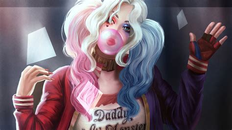 2048x1152 harley quinn bubble gum 2048x1152 resolution hd 4k wallpapers images backgrounds