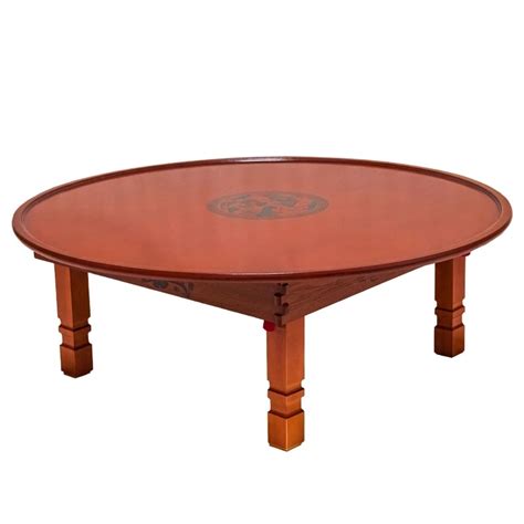60 80cm Round Korean Coffee Table Folding Leg Asia Antique Furniture