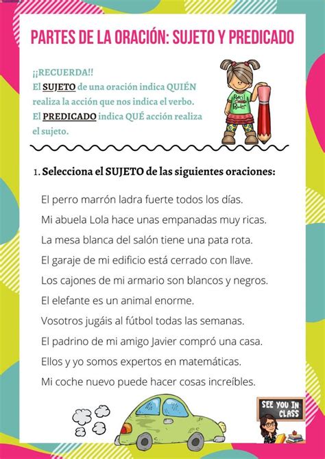 Sujeto Y Predicado Ejercicio Online Y Pdf Puedes Hacer Los Ejercicios